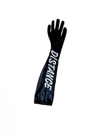 Перчатка чорна довга велюрова бархатна жіноча рукавичка distance дистанція для бдсм ігор високі довгі рукавички перчатки ліва