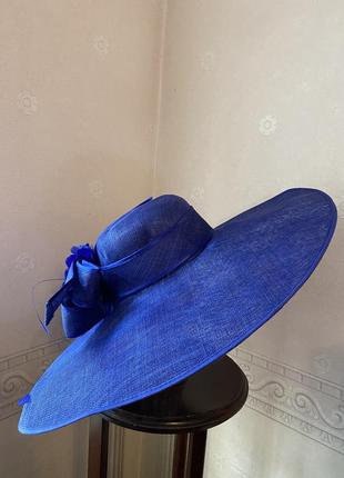 Великий літній синій капелюх із волокна sinamay