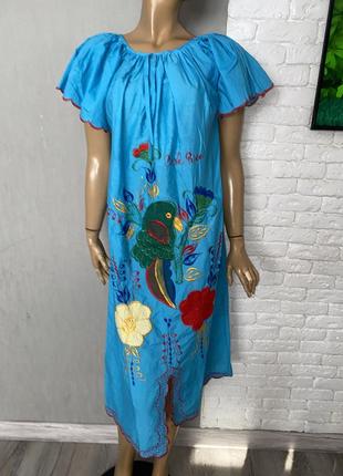 Винтажное длинное платье с вышивкой винтаж costa rica