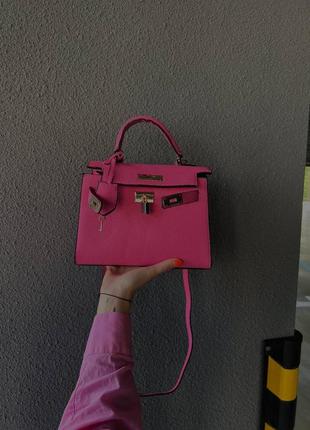 Женская сумка hermes kelly mini pink