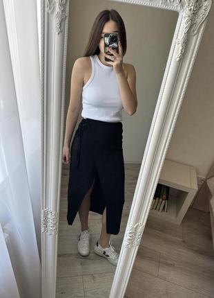 Черная юбка-миди zara, юбка на запах zara2 фото
