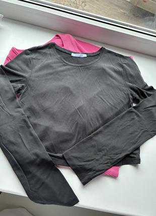Zara лонгслів кроптоп з рукавами