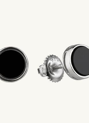 Серебряные серьги в стиле "van cleef  и  arpels" с ониксом