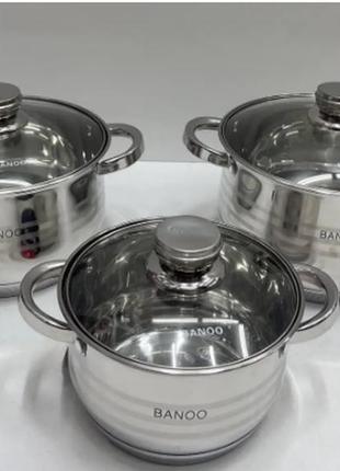 Набір посуду з неіржавкої сталі з 9-шаровим дном (6 предметів) banoo bn50022 фото