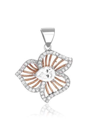 Серебряный подвес с фианитами "цветок"