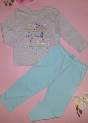 Пижама хлопковая с брюками единорог unicorn 92 см primark