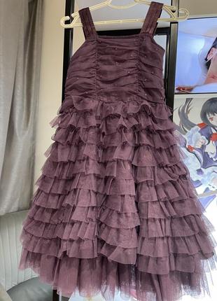 Праздничное платье на выпускной день рождения выступы сиреневое фиолетовое платье для девочки 4-8 лет