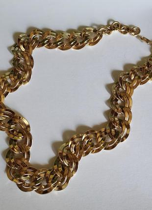 Цепь крупная золотистая monet цепочка monet золотистая крупная цепь винтаж ланцюг моне колье ожерелье