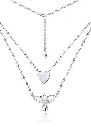 Серебряное колье с фианитами, размер 35-40 см x 0,1 см, вес: 3.3 г