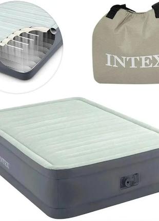 Intex велюр матрац 64904 nd 137х191х46 см, вбудований електронасос, полуторний, надувний1 фото