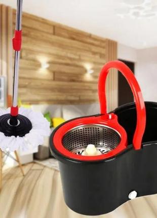 Комплект для мытья полов, 8л швабра с автоматическим отжимом spin mop 360, код 25789q