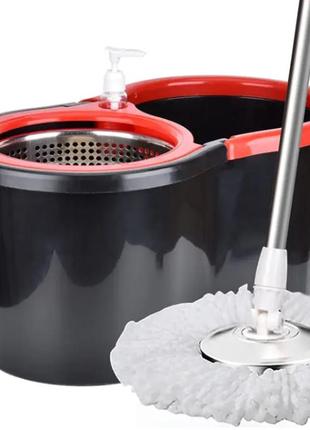 Комплект для мытья полов швабра с автоматическим отжимом 10л spin mop 360, набор для уборки дома,3 фото
