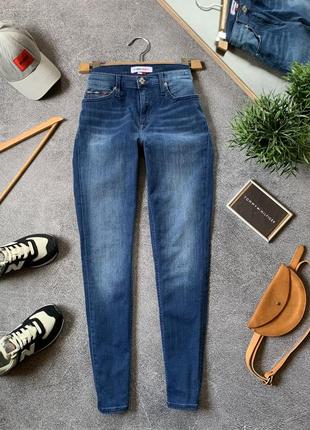 Джинсы женские скинни tommy hilfiger оригинал tommy jeans томми хилфигер синие зауженные эластичные узкие