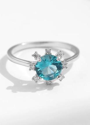 Серебряное кольцо "цветок параиба"