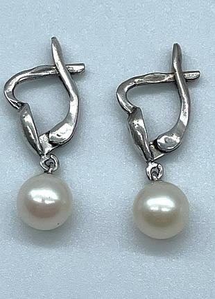 Срібні сережки з перлами