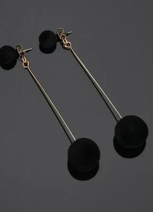Сережки висячі біжутерія жіночі "balloons" чорні