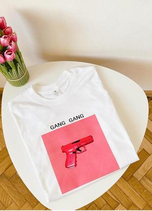 Нова, котонова футболка “gang gang”💗