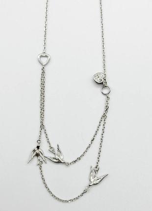 Серебряное колье со вставкой swarovski zirconia