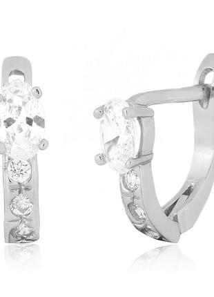Срібні сережки з англійською застібкою з фіанітами