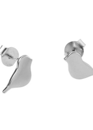 Серебряные сережки "птички" родированные