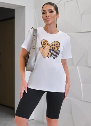 Жіноча літня футболка з принтом серце