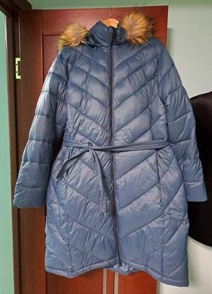 Тепла подовжена зимова куртка/пуховик великого 22-24 розміру