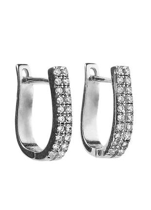 Серебряные серьги покрытые родием с фианитами