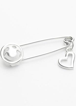 Брошка срібна серце покрита родієм