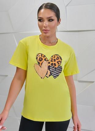 Женская летняя футболка с принтом сердце