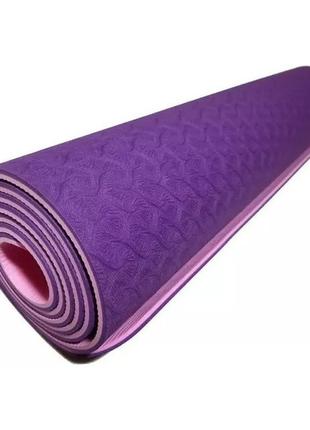 Килимок для йоги та фітнесу bavar "tpe", фіолетовий (bvr-kvrk-tpe-purple)1 фото