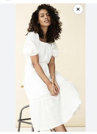 Сукня ярусна з обʼємними рукавами біла плаття біле