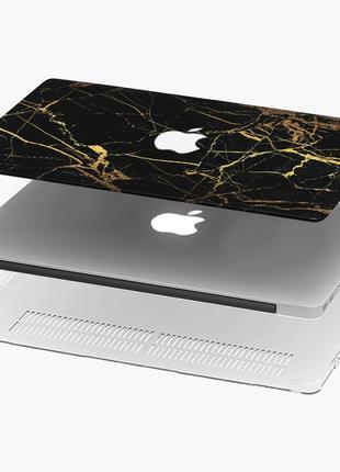 Чехол пластиковый для apple macbook pro / air черный мрамор (marble black) макбук про case hard cover матово-білий4 фото