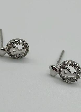 Серебряные серьги буква "р" с фианитами