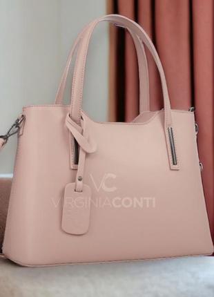 Сумка рожева шкіряна літня сумка жіноча італійська сумка рожева