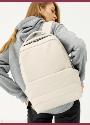 Женский рюкзак zard dart  серый стильный большой рюкзак из эко кожи с отделением для ноутбука 17 дюймов.