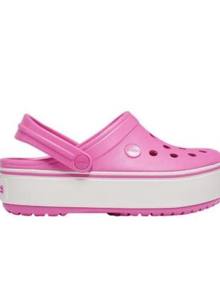 Crocs crocband platform clog electric pink жіночі сабо крокс оригінал