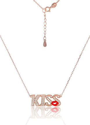 Серебряное колье в позолоте с фианитами, плетение якорь, размер 44 см x 0,1 см, вес: 5.7 г