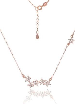 Серебряное колье в позолоте с фианитами, размер 41 см x 0,1 см, вес: 3.4 г