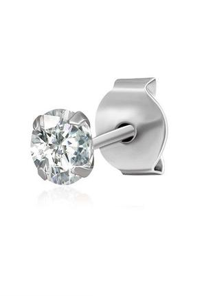 Серебряный родированный моно-пусет с белым фианитом