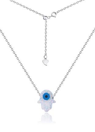 Серебряное колье со вставкой опал, размер 35-47 см x 0,1 см, вес: 1.9 г