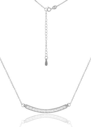 Серебряное колье родированное со вставкой фианит, размер 44 см x 0,1 см, вес: 4.7 г