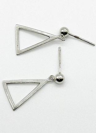 Срібні сережки пусети з підвісами геометрія