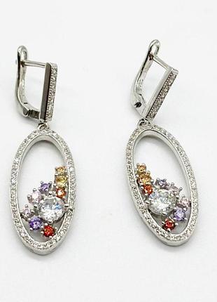 Серебряные серьги с фианитами
