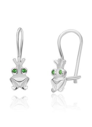 Серебряные серьги с изумрудными фианитами