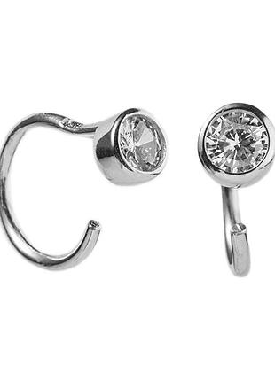 Срібні сережки покриті родієм з фіанітами