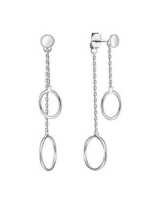 Серебряные серьги с подвесками кольцами