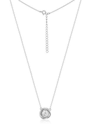 Серебряное колье родированное со вставкой фианит, плетение якорь, размер 44 см x 0,1 см, вес: 4.1 г