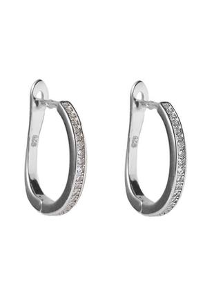 Серебряные серьги классические дорожки с белыми фианитами