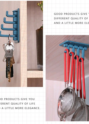 Вішак  побутовий пластмасовий самоклеючий на 4 гачки4 фото