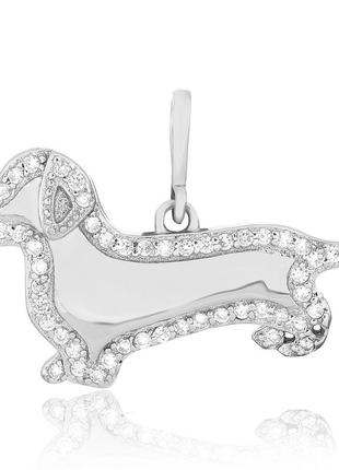 Серебряная подвеска покрытая родием со вставкой фианит